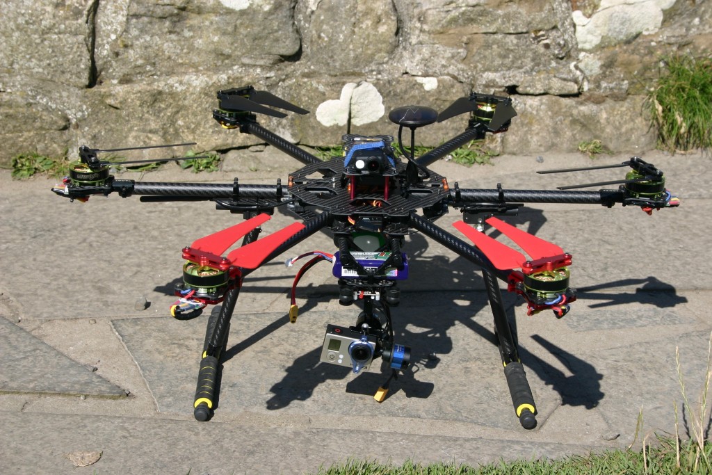 Hexacopter ready to fly (props folded)