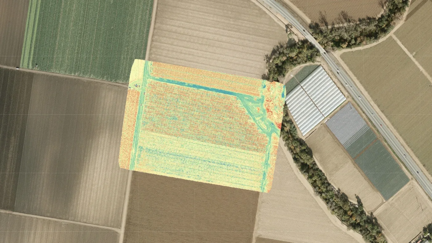 Multispectral field analysis frame, band composite