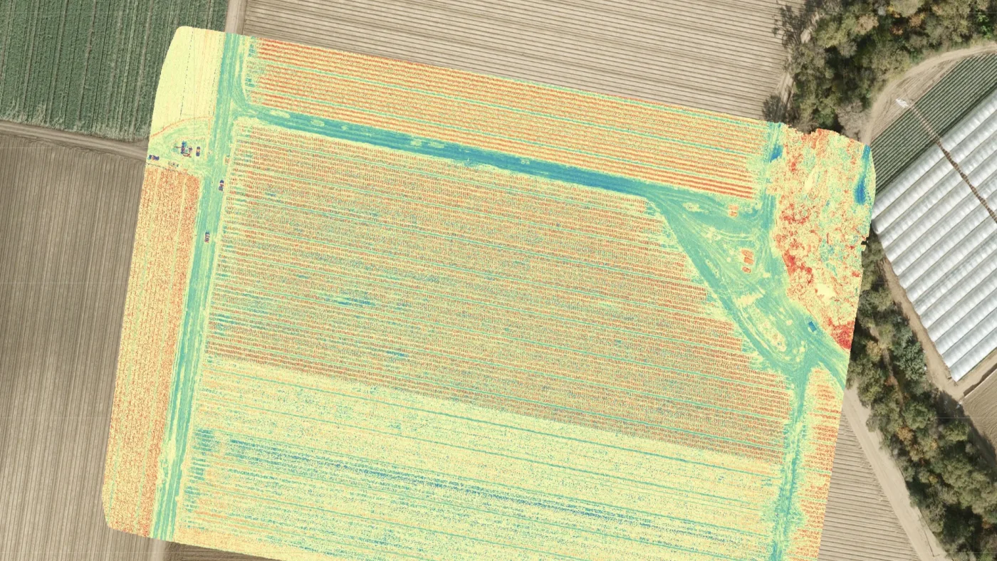 Multispectral field analysis frame, band composite